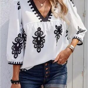 Black and White Women's Top